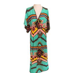 Ethnic Print Maxi Kimono Dress
